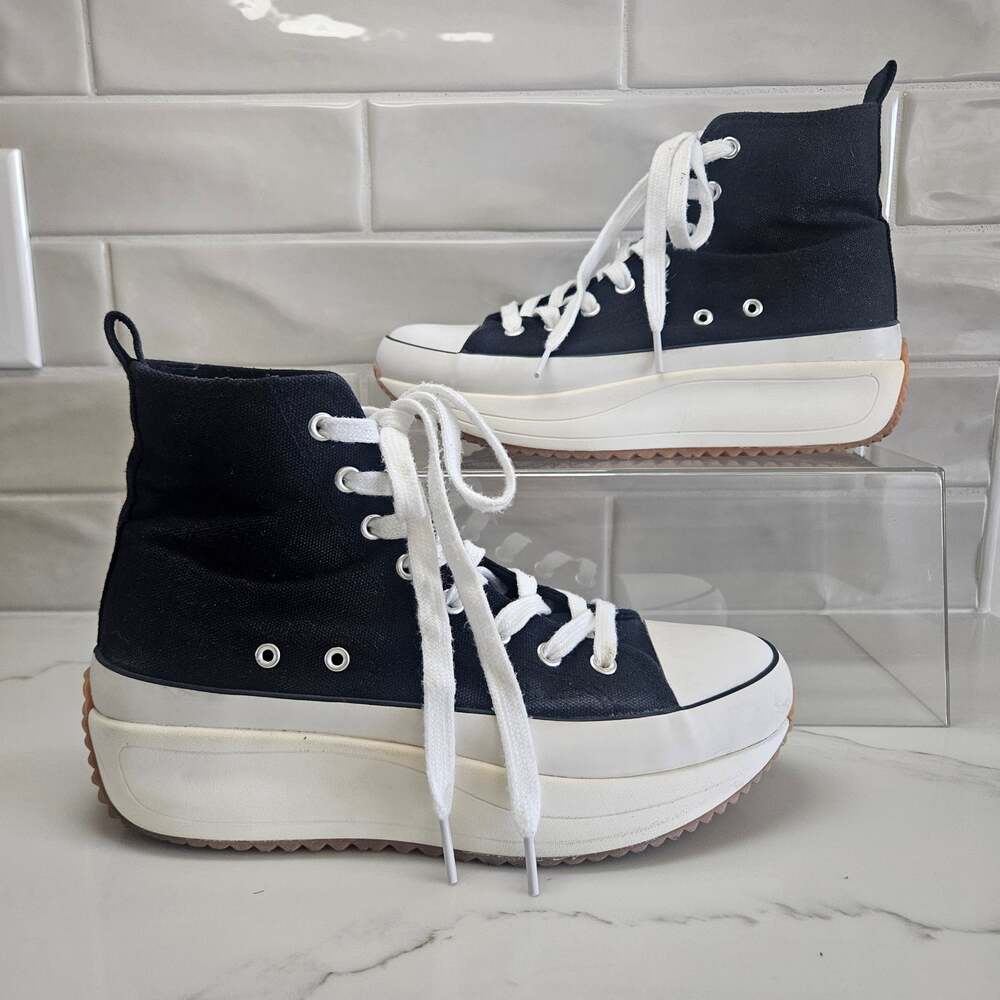 Steve Madden Winston Black Canvas High Top Platform Sneakers Womens Size 8.5